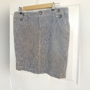 GAP Navy and White Striped Pencil Skirt  Denim Coastal Grandma Beach Casual Prep